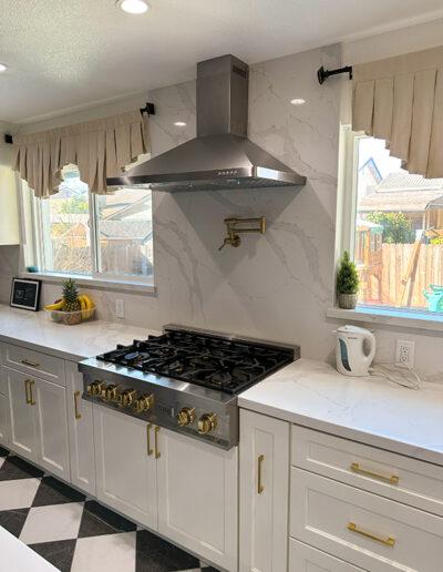 Stove and Range Hood in a remodeled kitchen